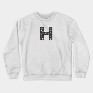 H letter  with colorful paw print Crewneck Sweatshirt